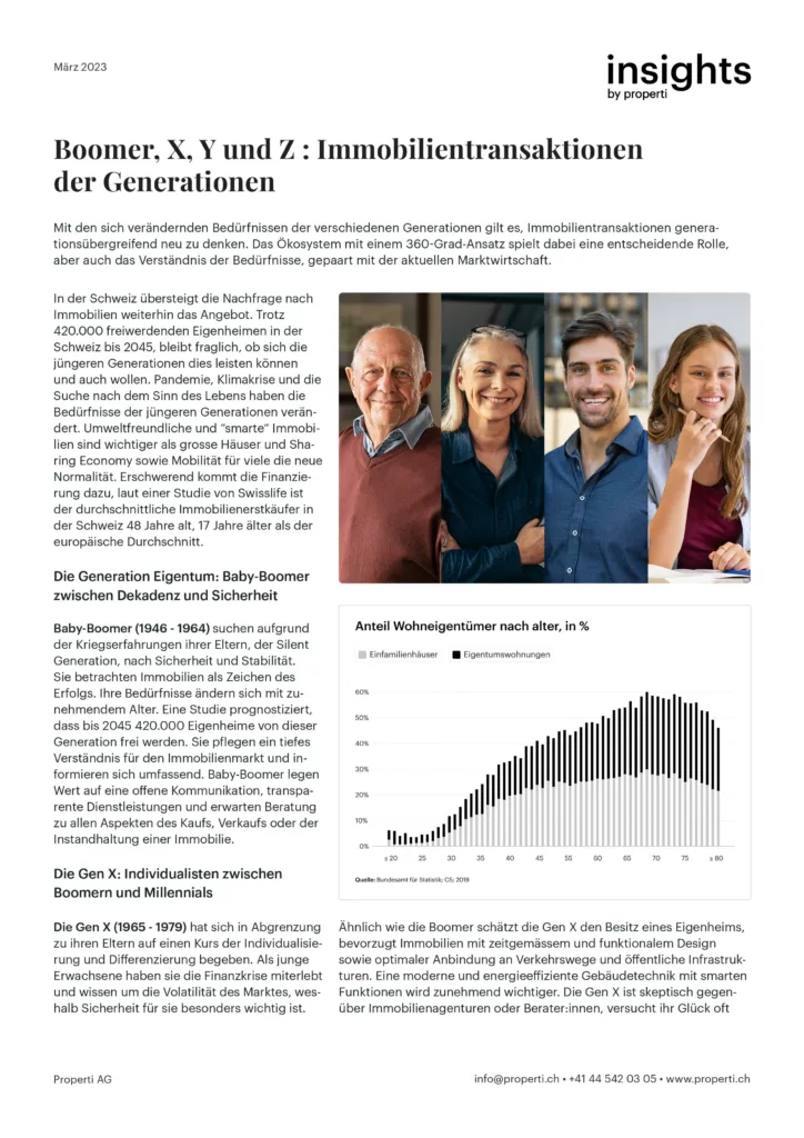 Vorschau zur PDF über Immobilientransaktionen der Generationen in der Schweiz