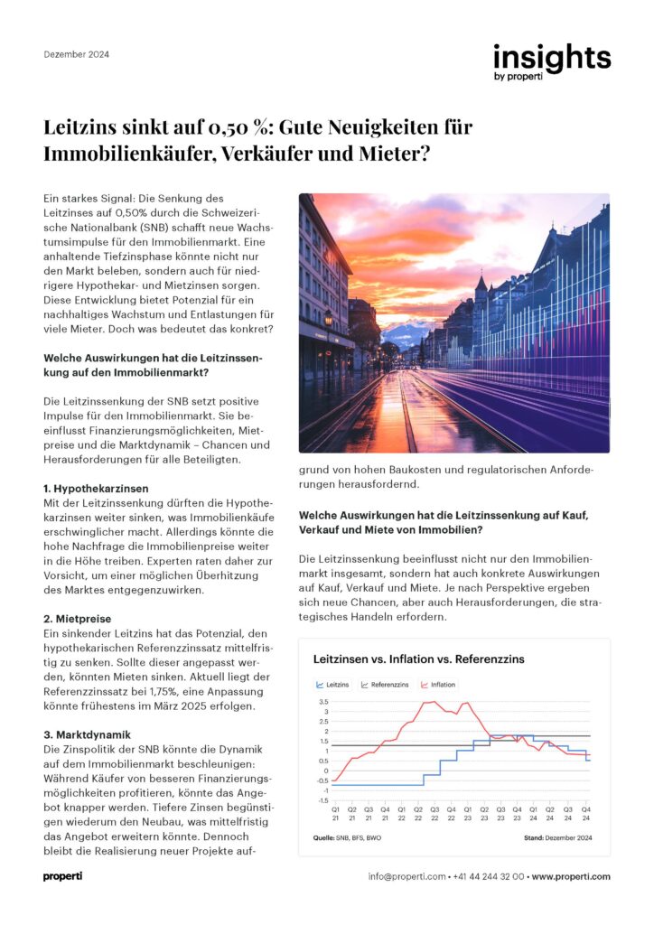 Insights Leitzins sinkt auf 0,50 %: Gute Neuigkeiten für Immobilienkäufer, Verkäufer und Mieter? DE