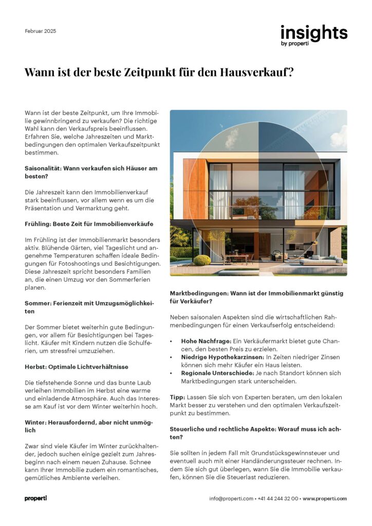 Insights, Bester Zeitpunkt Hausverkauf DE
