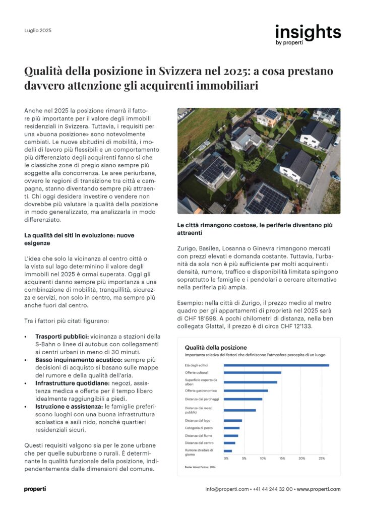 Insights, Qualità della posizione in Svizzera nel 2025: a cosa prestano davvero attenzione gli acquirenti immobiliari IT