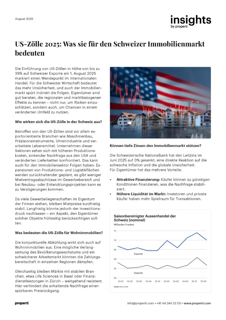 Insights, US-Zölle 2025: Was sie für den Schweizer Immobilienmarkt bedeuten DE