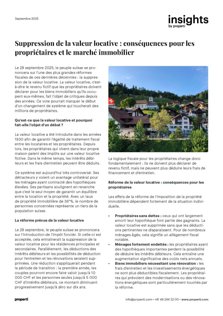 Insights, Suppression de la valeur locative : conséquences pour les propriétaires et le marché immobilier FR